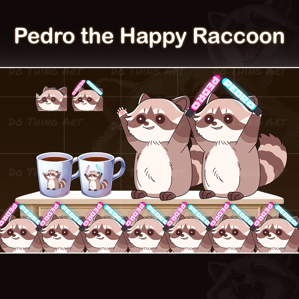 Animated Pedro Raccoon Emote | Animated Pedro Raccoon Decoration | Mug | Raccoon Mug | Twitch Emote | Kawaii