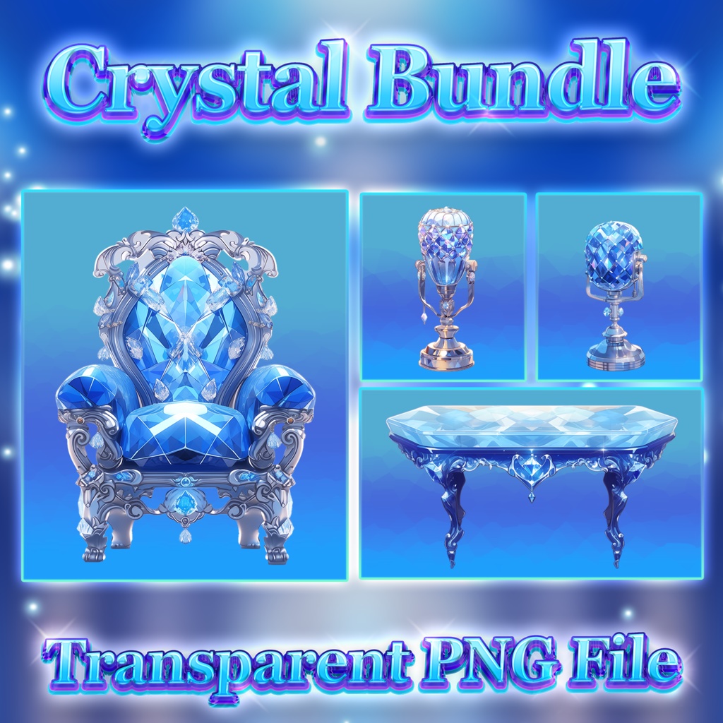 Vtuber Assets - Crystal Bundle | High Tea Collections | Party Assets | Party Decorations | Party Assets | Twitch Assets | Vtuber Chair Asset