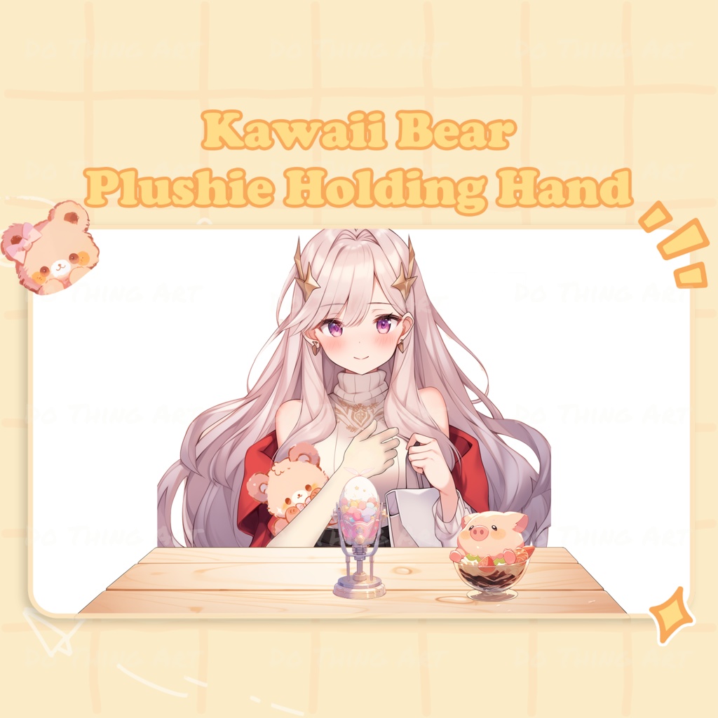 Vtuber Asset | Kawaii Pillow Bear | Hand Assets |Twitch Assets | Cute Decoration | Twitch Streamer | Virtual Youtubers | PngTuber