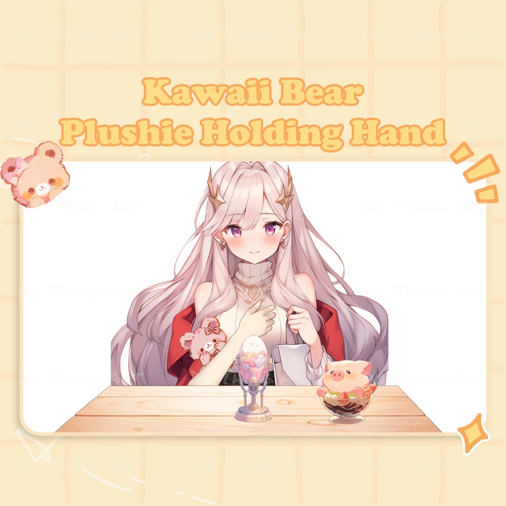 Vtuber Asset | Kawaii Pillow Bear | Hand Assets |Twitch Assets | Cute Decoration | Twitch Streamer | Virtual Youtubers | PngTuber