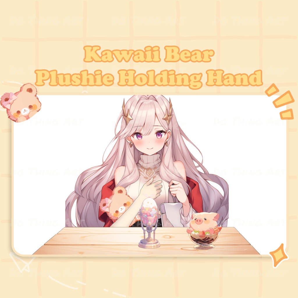 Vtuber Asset | Kawaii Pillow Bear | Hand Assets |Twitch Assets | Cute Decoration | Twitch Streamer | Virtual Youtubers | PngTuber