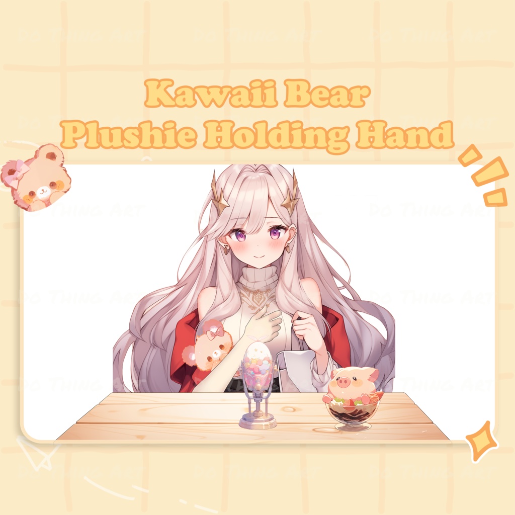 Vtuber Asset | Kawaii Pillow Bear | Hand Assets |Twitch Assets | Cute Decoration | Twitch Streamer | Virtual Youtubers | PngTuber