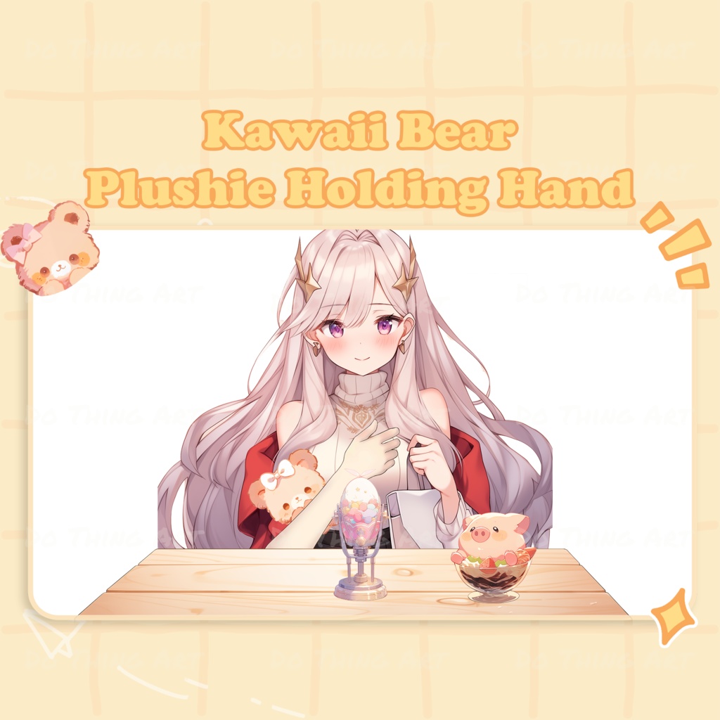 Vtuber Asset | Kawaii Pillow Bear | Hand Assets |Twitch Assets | Cute Decoration | Twitch Streamer | Virtual Youtubers | PngTuber