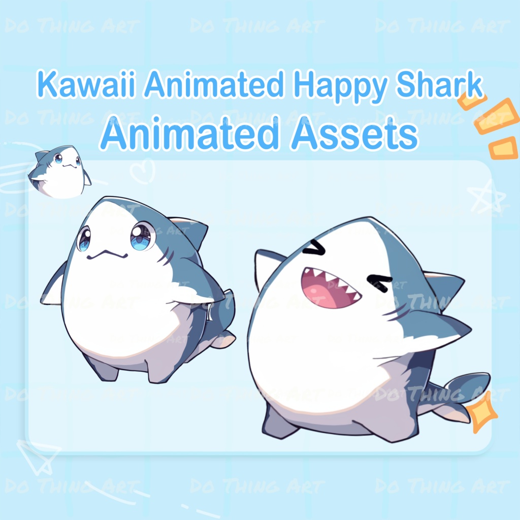 Animated Vtuber Kawaii Shark Overlay | Funny Chibi Shark Animation | Kawaii  Twitch Decor Cute Anime Shark Overlay for Twitch | BabyShark - Do thing art  - BOOTH