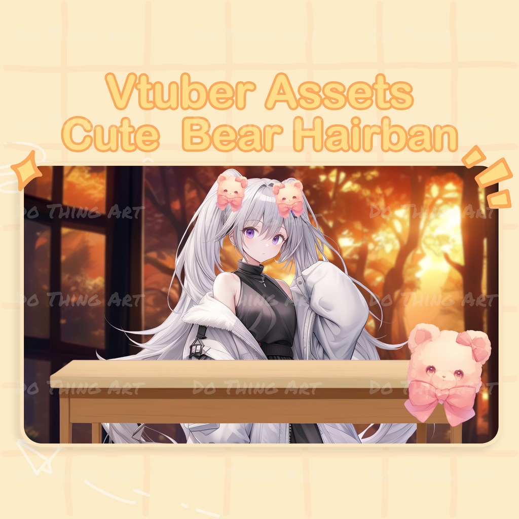 Vtuber Hair Asset Kawaii Bear Hairban | Cozy Hair Accessories | Twitch Asset | Streammer Assets | Vtuber Asset Stream | Cute Twitch Assets
