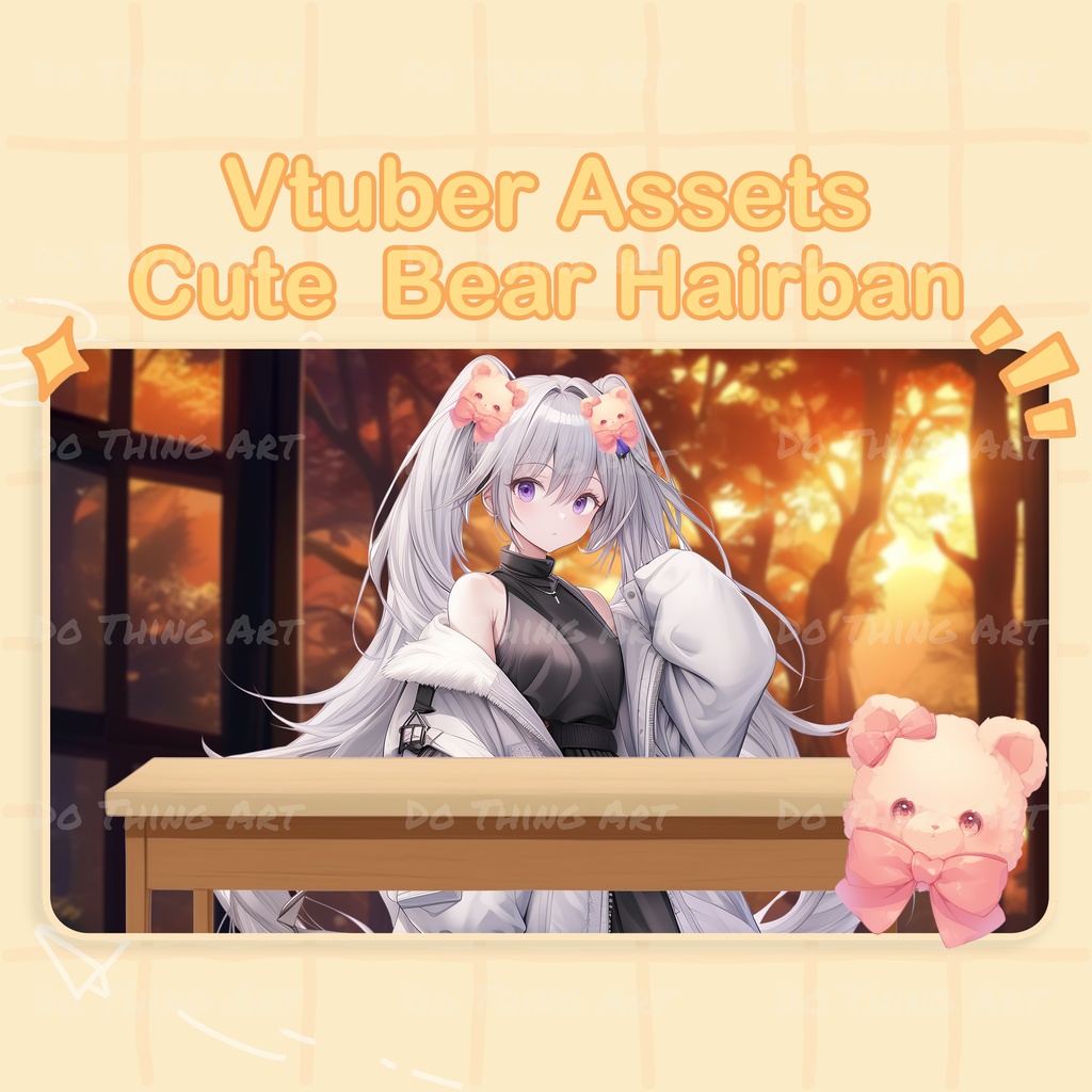 Vtuber Hair Asset Kawaii Bear Hairban | Cozy Hair Accessories | Twitch Asset | Streammer Assets | Vtuber Asset Stream | Cute Twitch Assets