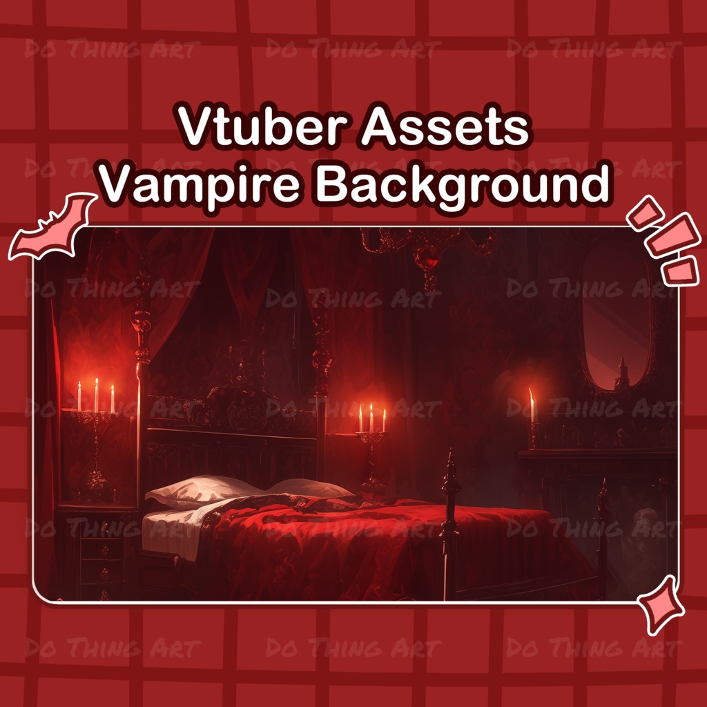 Aesthetic Dark Red Room bundle |  Cozy Night View | Gothic vampire | red rose | romantic | assets | VTuber | horror | Halloweens | red