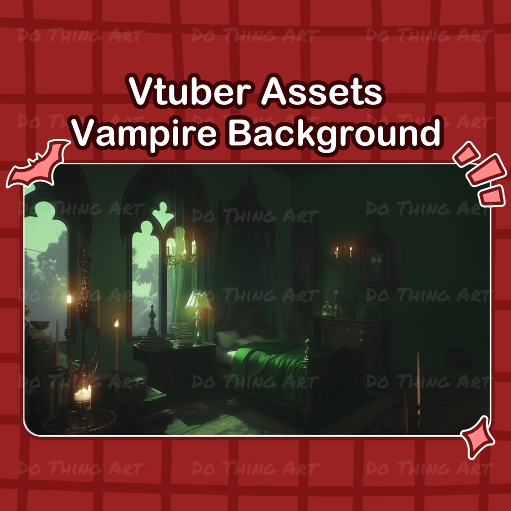 Aesthetic Dark Red Room bundle |  Cozy Night View | Gothic vampire | red rose | romantic | assets | VTuber | horror | Halloweens | red
