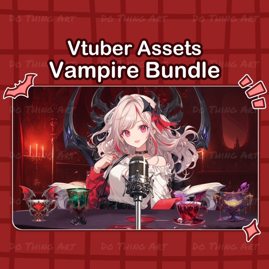 Aesthetic Dark Red Room bundle |  Cozy Night View | Gothic vampire | red rose | romantic | assets | VTuber | horror | Halloweens | red