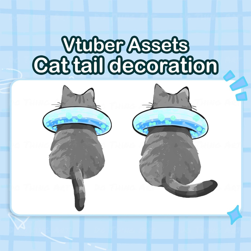 Vtuber Asset | Animated Kawaii Cat tail & Cute Cat Decoration | Bundle Set | Cat Deco | Cute Gift |Streamer Deco