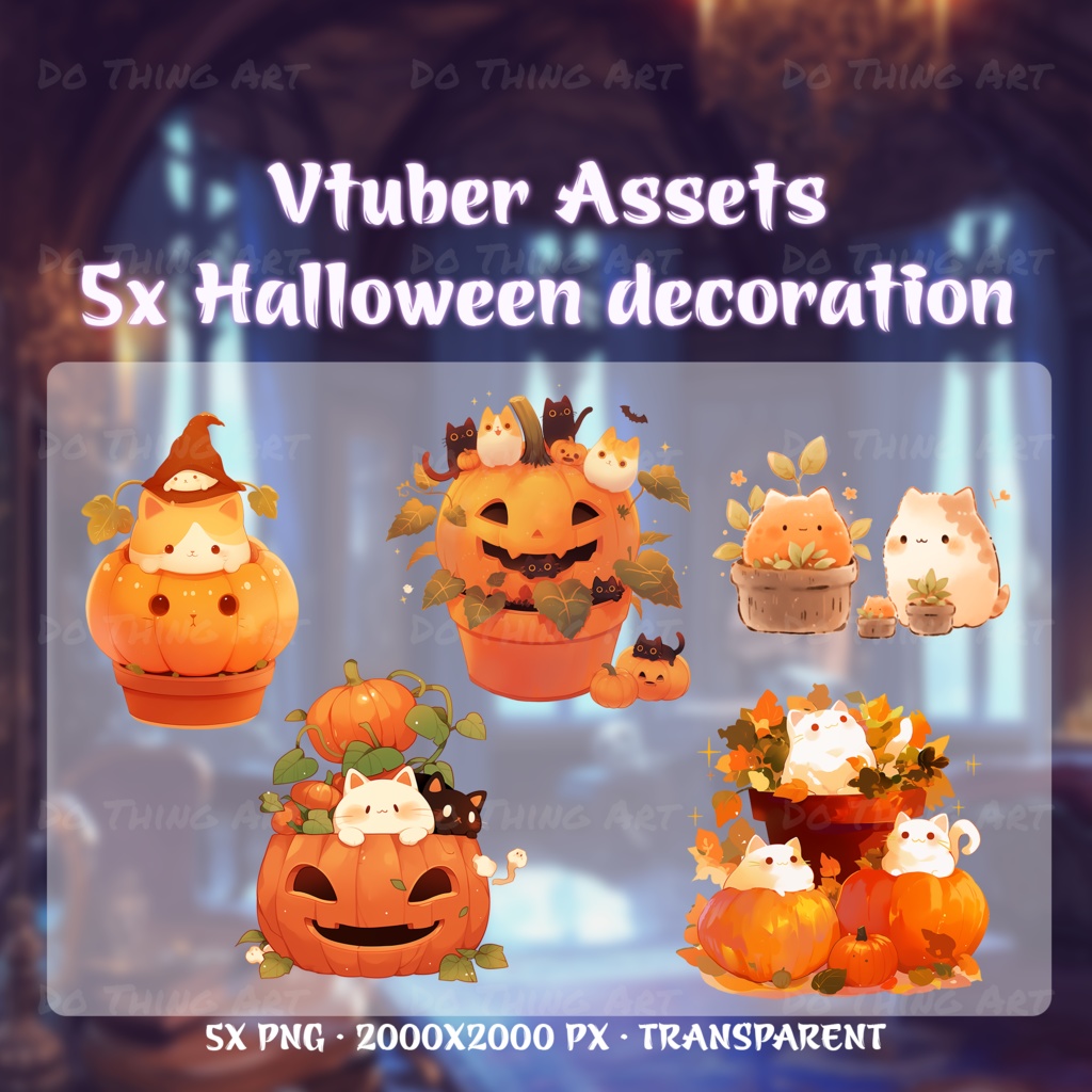 Vtuber Assets | Halloween Candy | Pumpkin | Trick or Treat | Kawaii | Spooky | Digital Assets | Digital | Stream Decoration | CatPumpkin