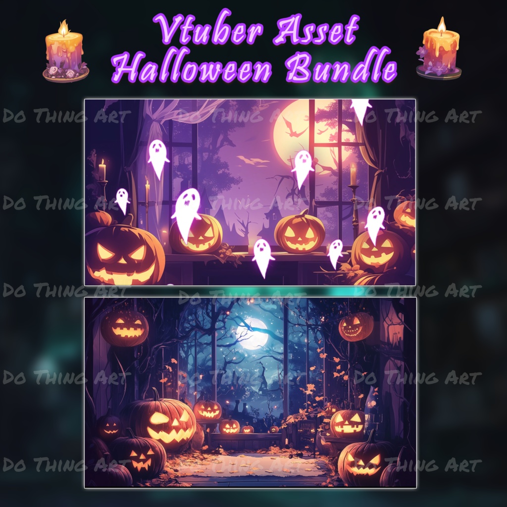 Vtuber Assets | Vtuber Halloween Bundle| Trick or Treat | Twitch Streamer | Party Decoration | Vtuber Halloween Costume | AnimatedBackground