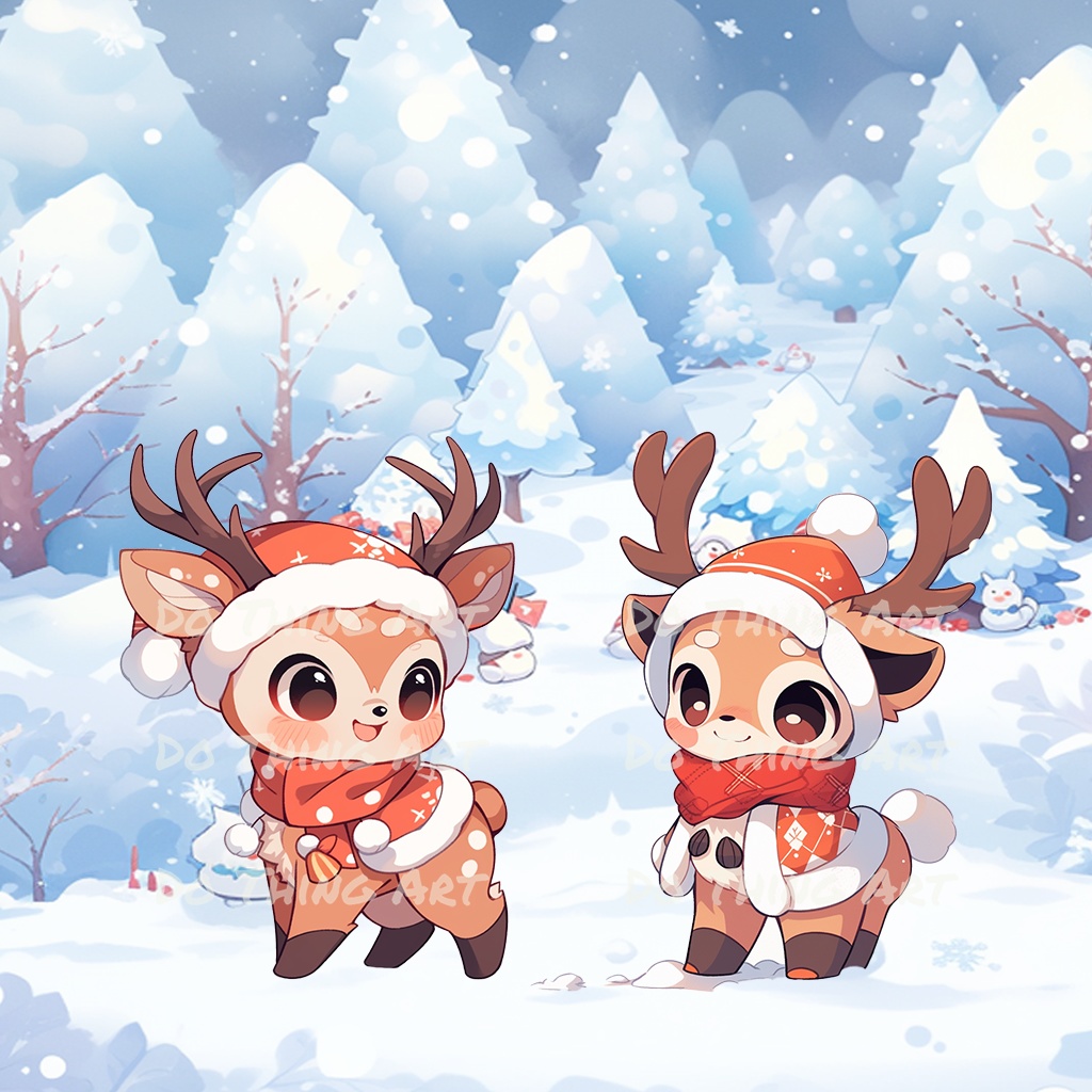Christmas Asset | 4x Deer Series Decoration | Transparent | Cute Pets | Kawaii Asset | Digital Asset | Digital Download | Party Decoration