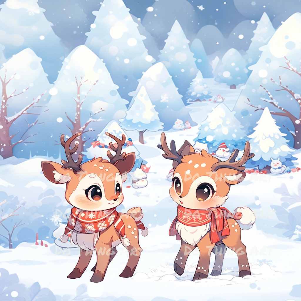 Christmas Asset | 4x Deer Series Decoration | Transparent | Cute Pets | Kawaii Asset | Digital Asset | Digital Download | Party Decoration
