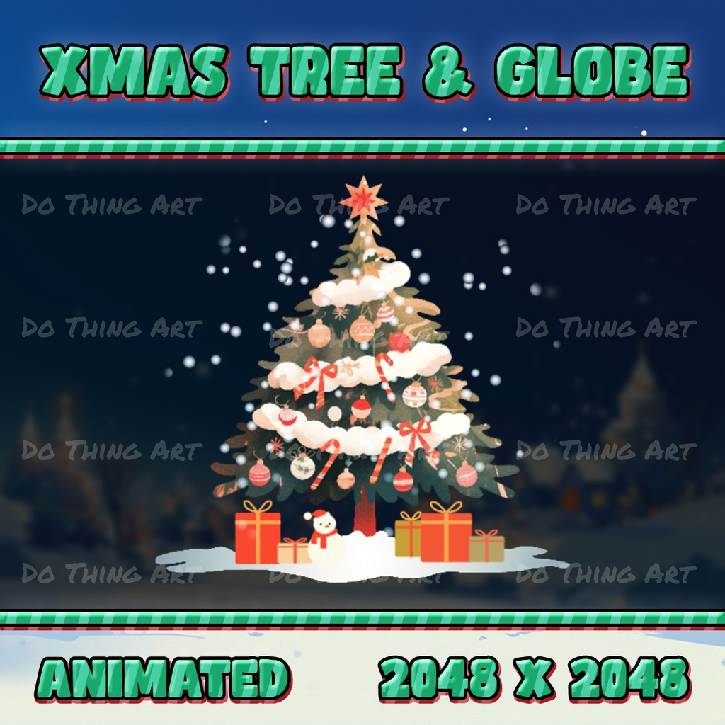 Animated Christmas Tree and Globe | Vtuber Assets | Digital Download | Christmas Decor | Twitch Streamer Asset | Party Decor | Vtuber Gift