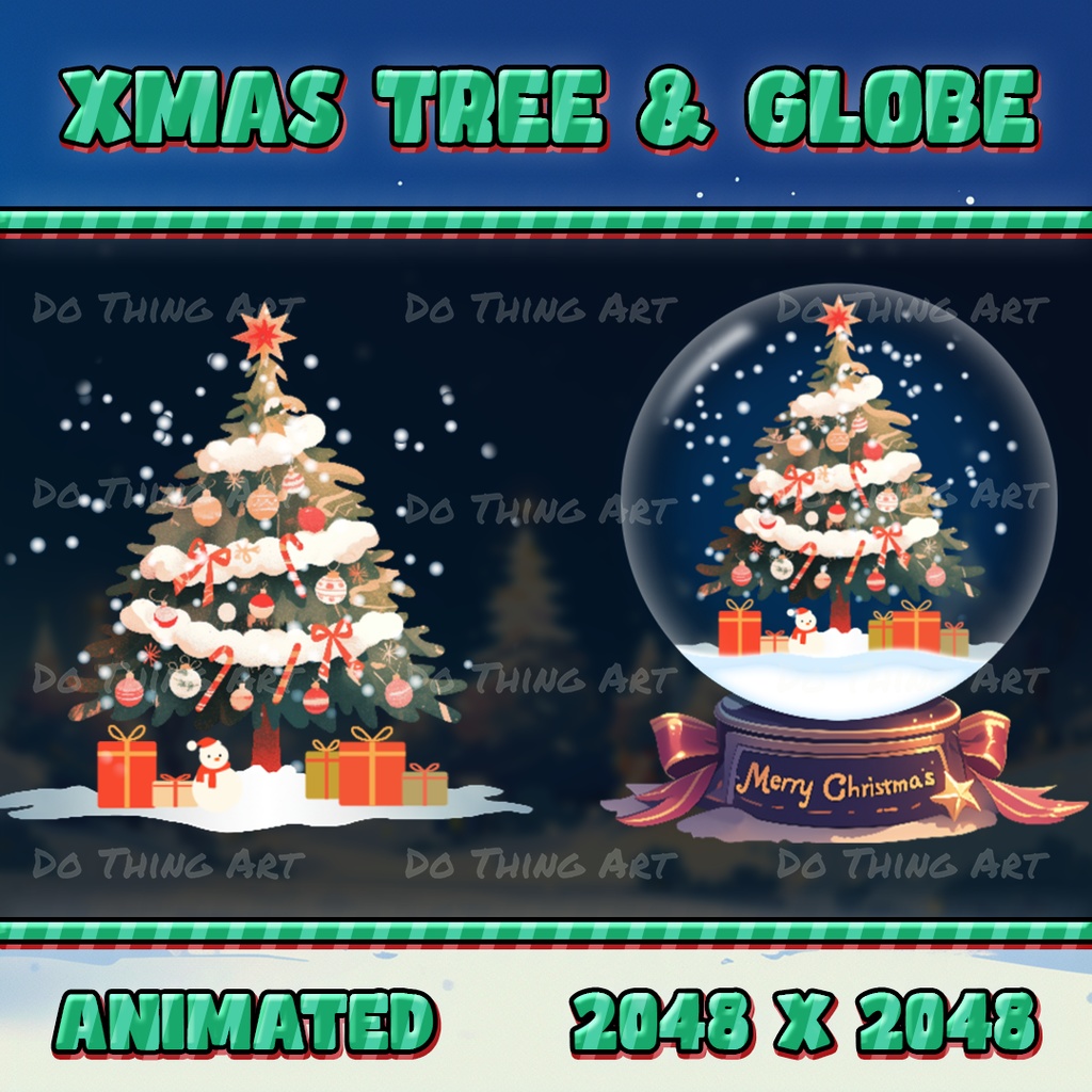 Animated Christmas Tree and Globe | Vtuber Assets | Digital Download | Christmas Decor | Twitch Streamer Asset | Party Decor | Vtuber Gift