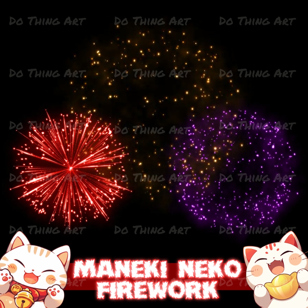 Vtuber Asset Maneki Neko Fireworks | Chinese New Year Theme | Festive Twitch Streammer Decor | Lunar New Year | Party Decoration | CuteNeko
