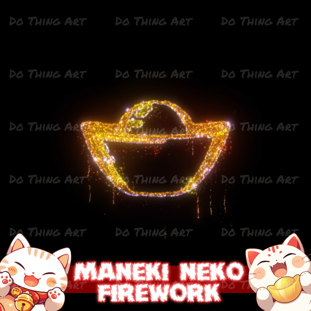 Vtuber Asset Maneki Neko Fireworks | Chinese New Year Theme | Festive Twitch Streammer Decor | Lunar New Year | Party Decoration | CuteNeko