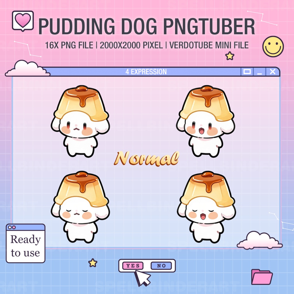 PNGtuber Avatar | Ready For Use | Pngtuber Pudding dog | Youtube Streamers | streaming | Graphic Art | Chibi Anime Style | Twitch | Discord