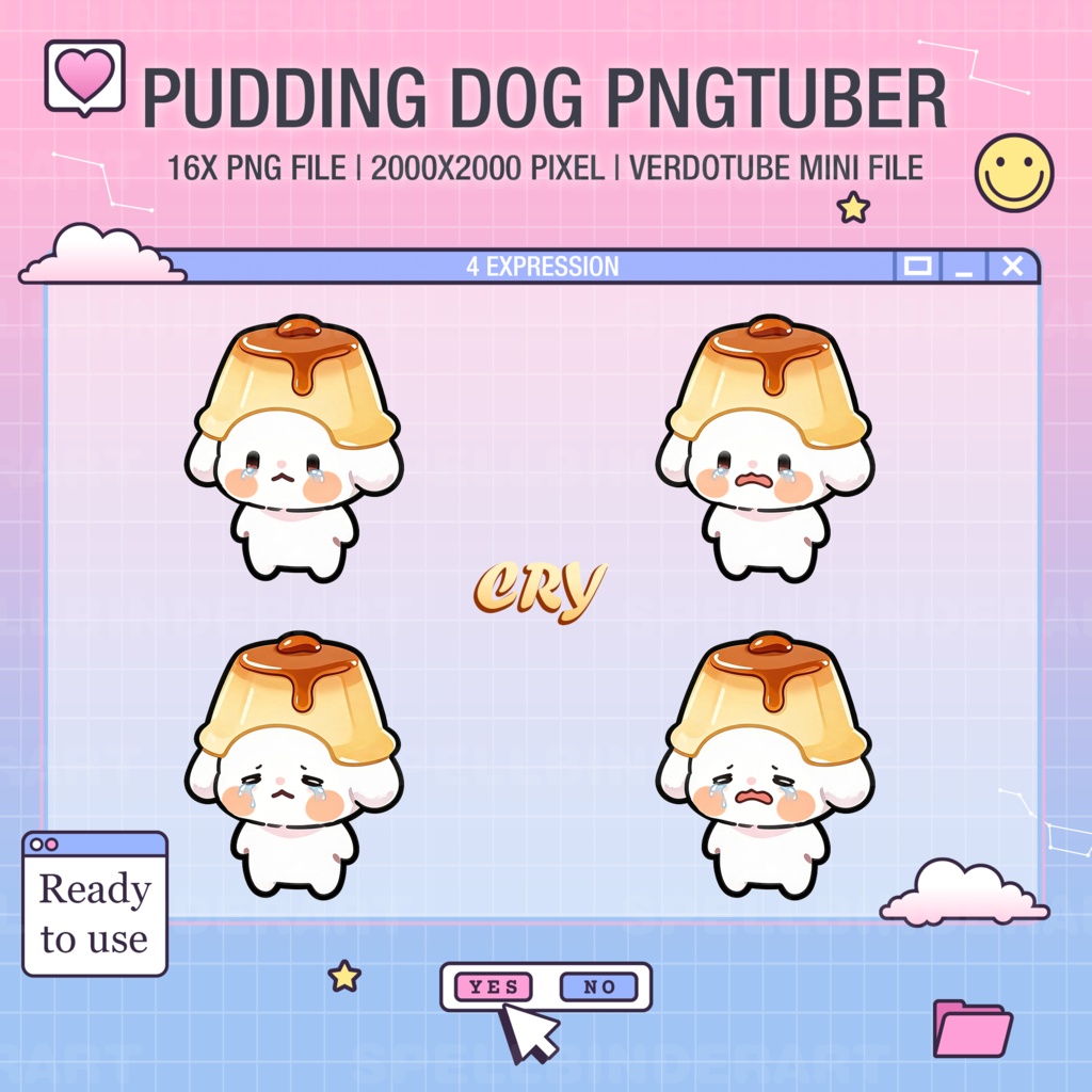 PNGtuber Avatar | Ready For Use | Pngtuber Pudding dog | Youtube Streamers | streaming | Graphic Art | Chibi Anime Style | Twitch | Discord