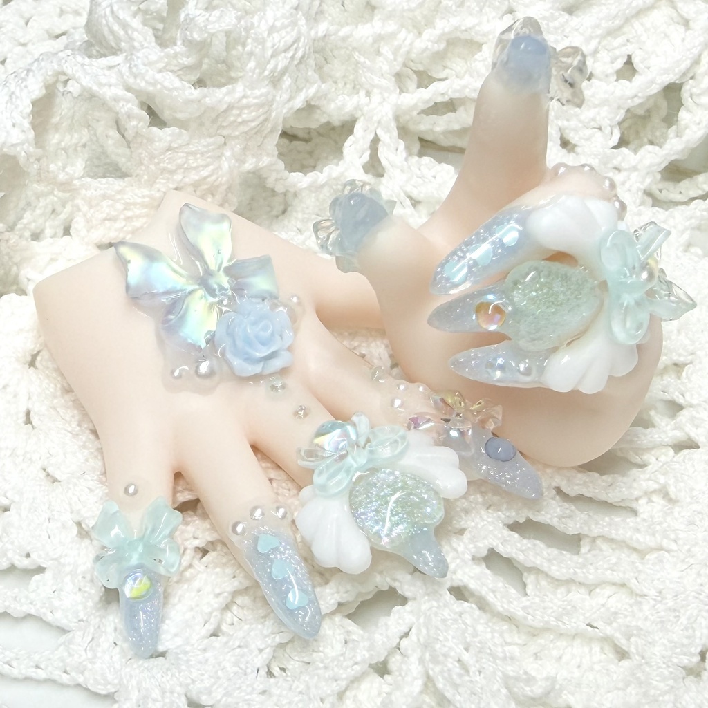 MDD用ネイルハンド　水色天使ちゃん