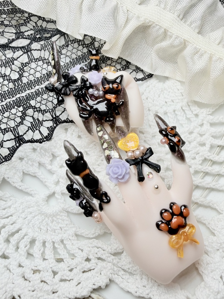 MDD ネイルハンド ハロウィン黒猫