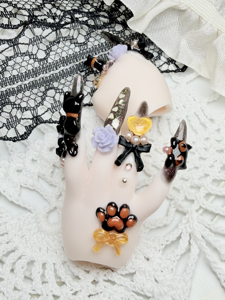 MDD ネイルハンド ハロウィン黒猫