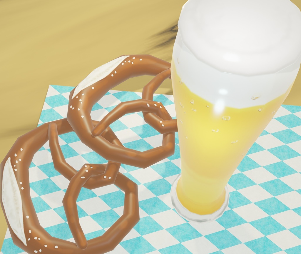 プレッツェルと白ビール【無料セット】　Free 3Dmodel Pretzel and Wheat beer