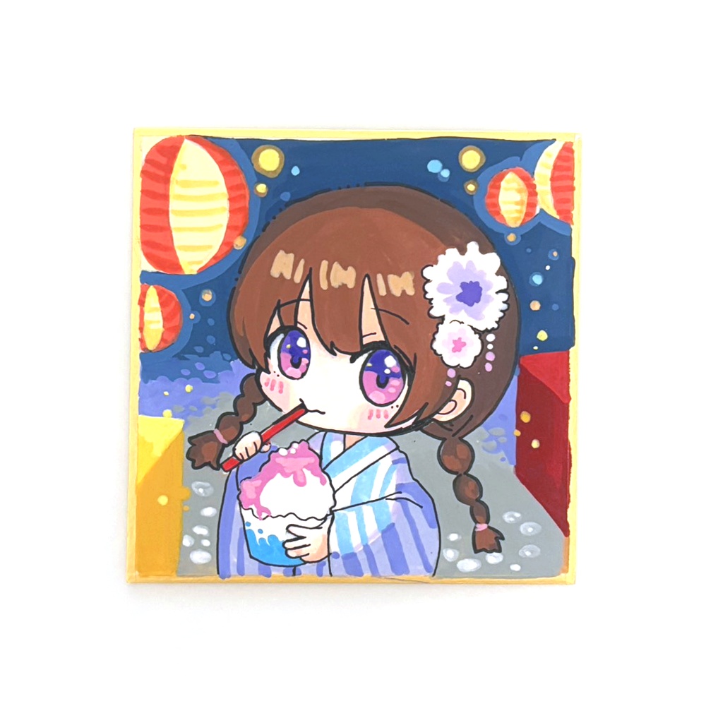 【直筆豆色紙】夏祭り