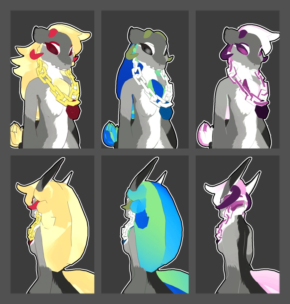 VRChat Flashy Hair & Necklace Set