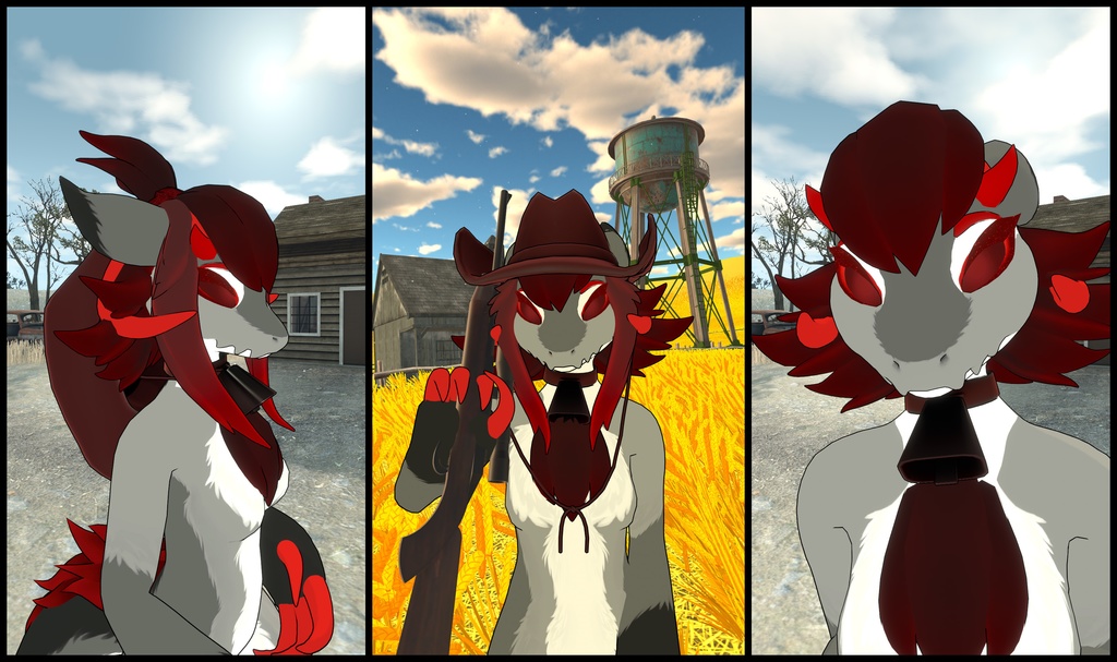 VRChat Thistle Hair, Cowboy Hat & Choker Set