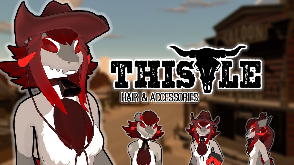 VRChat Thistle Hair, Cowboy Hat & Choker Set