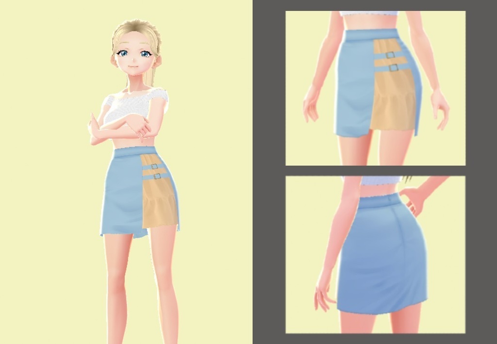 Blue pencil skirt VRoid Orange