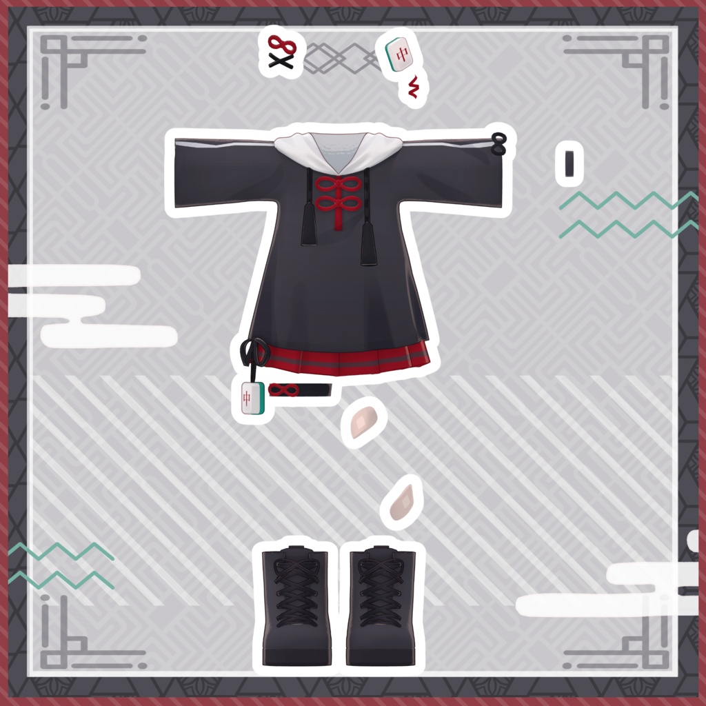 【MameFriends】Panda Tile Hoodie【MA対応】