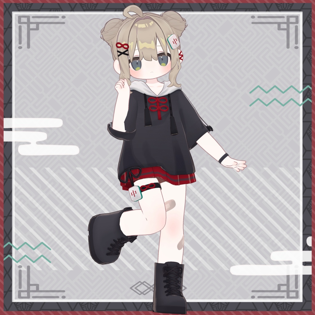 【MameFriends】Panda Tile Hoodie【MA対応】