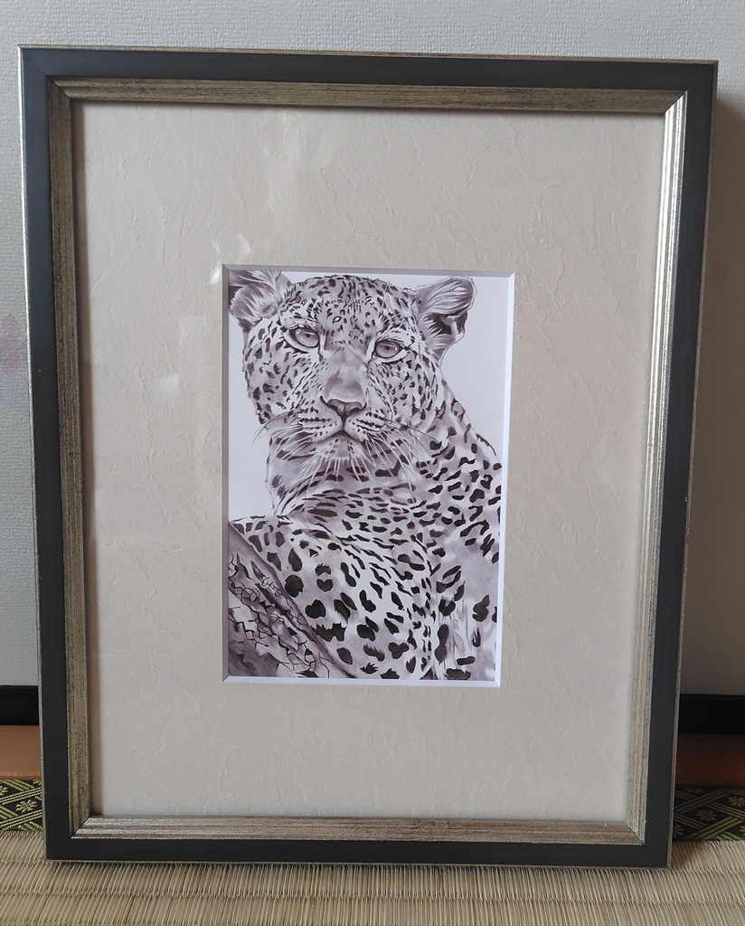 ヒョウのボールペン画