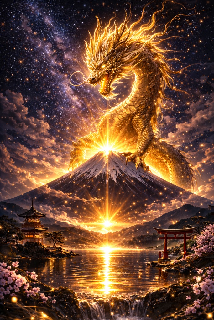 龍彩堂 - 神龍とダイヤモンド富士 スマホ壁紙集【4K・開運・金運上昇・5枚セット】