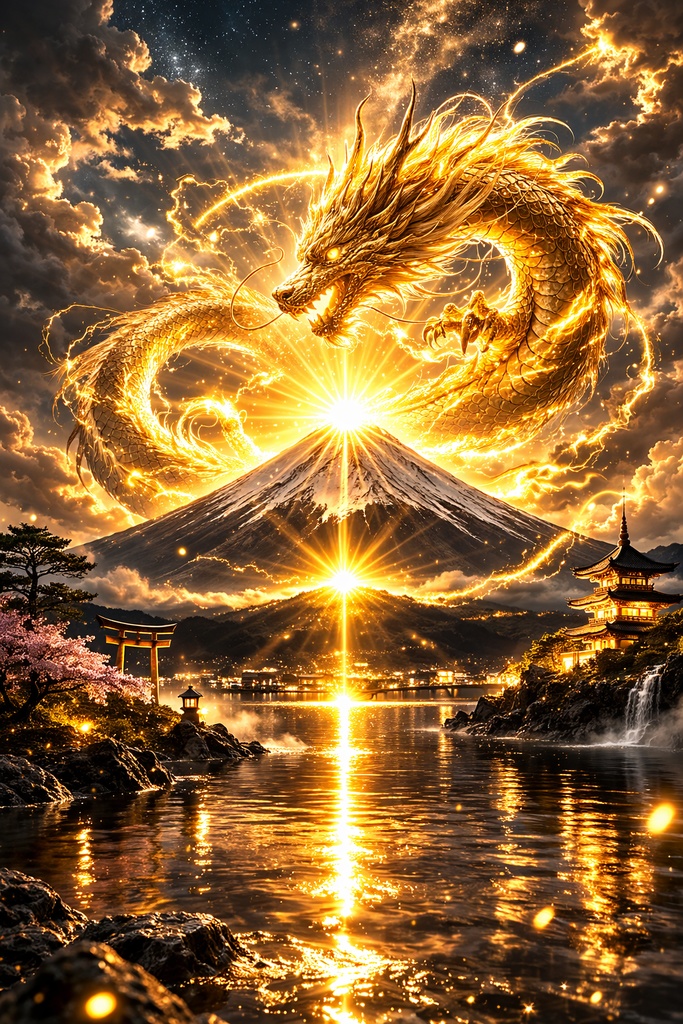 龍彩堂 - 神龍とダイヤモンド富士 スマホ壁紙集【4K・開運・金運上昇・5枚セット】