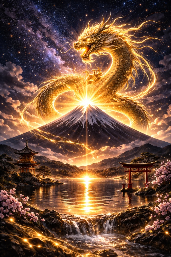 龍彩堂 - 神龍とダイヤモンド富士 スマホ壁紙集【4K・開運・金運上昇・5枚セット】