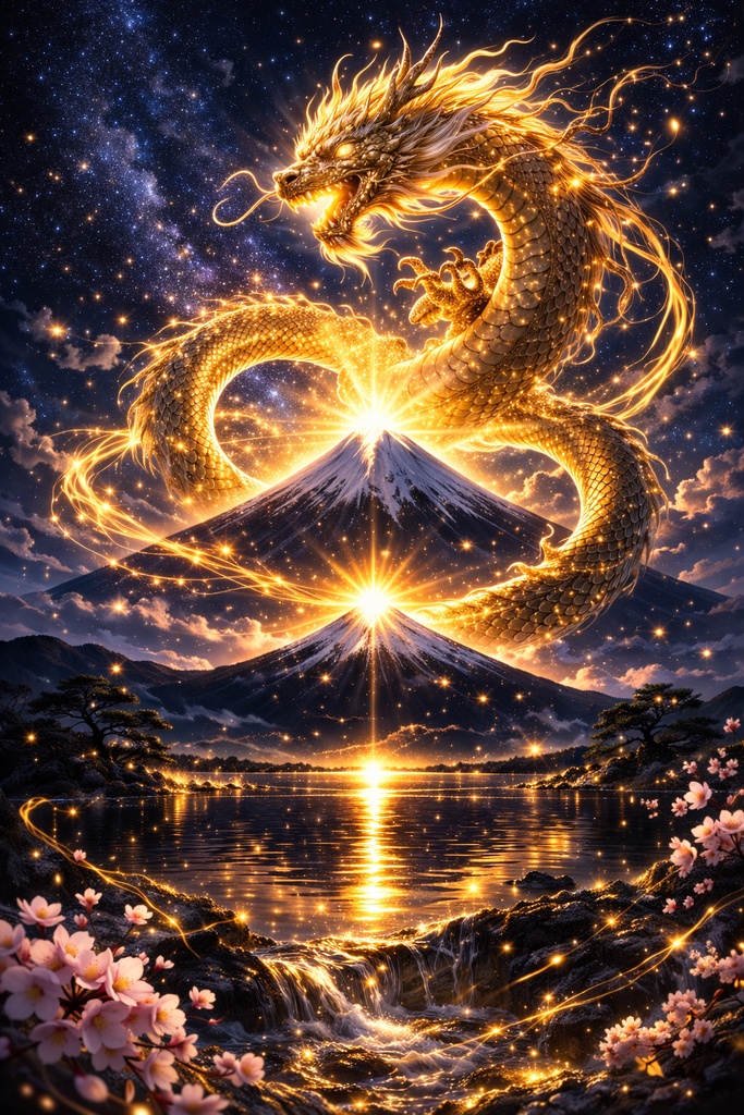 龍彩堂 - 神龍とダイヤモンド富士 スマホ壁紙集【4K・開運・金運上昇・5枚セット】