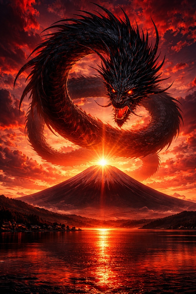 龍彩堂 - 黒龍五界 【4K・開運・金運上昇・5枚セット】