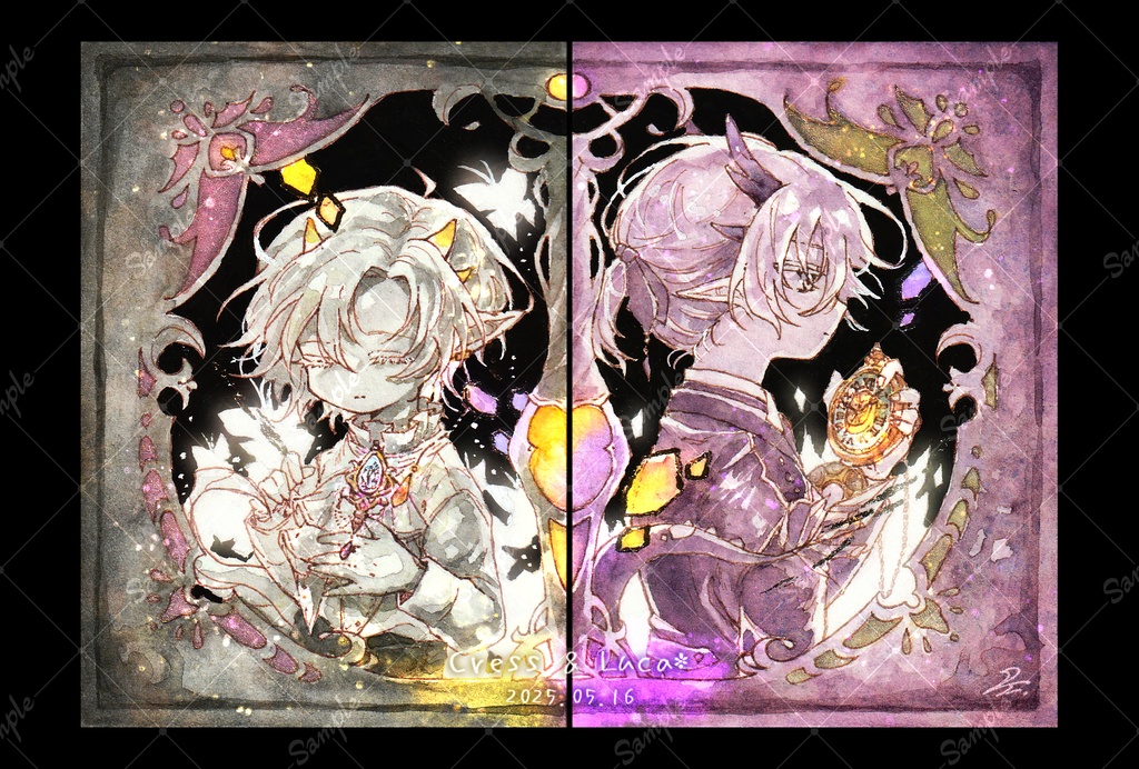 『 朧月と地球照 』原画セット