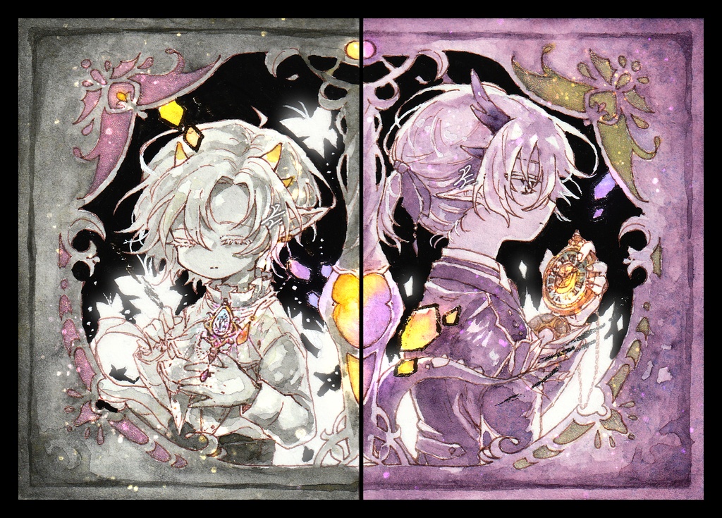 『 朧月と地球照 』原画セット