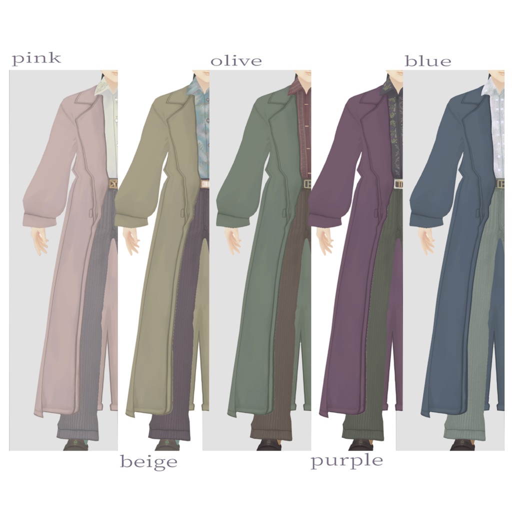 無料有〼コート5色×柄シャツ5着 VRoidテクスチャセット