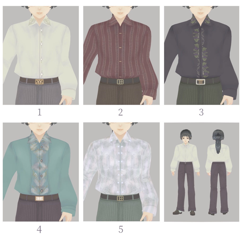 無料有〼コート5色×柄シャツ5着 VRoidテクスチャセット