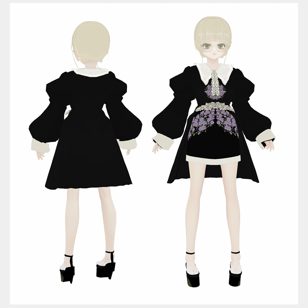 デュランタ刺繍のお嬢様ドレス VRoidテクスチャセット