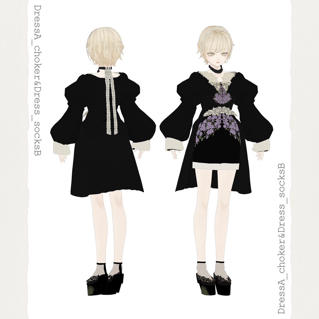 DurantaFlowerEmbroideryDress∴VRoidテクスチャセット