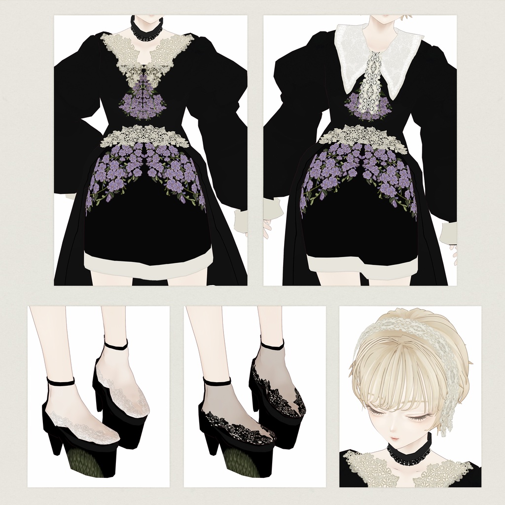 DurantaFlowerEmbroideryDress∴VRoidテクスチャセット