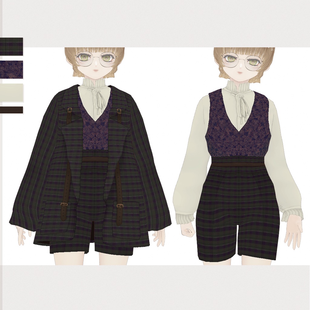 check pattern outfit set02 VRoidテクスチャセット