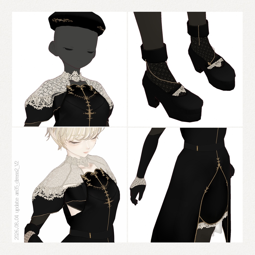Black Gothic Dress set∴VRoidテクスチャセット